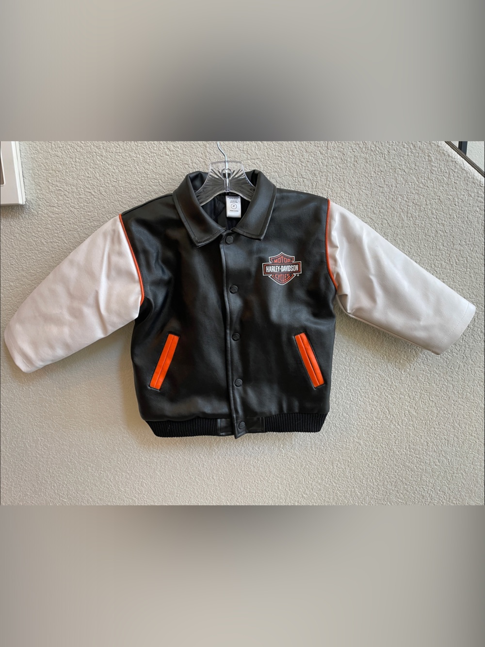 Harley-Davidson Black, White & Orange Letterman Jacket